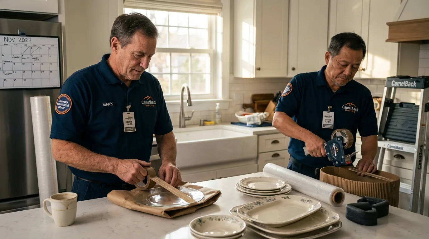 Professional crew packing kitchen dishware in Silverdale, WA